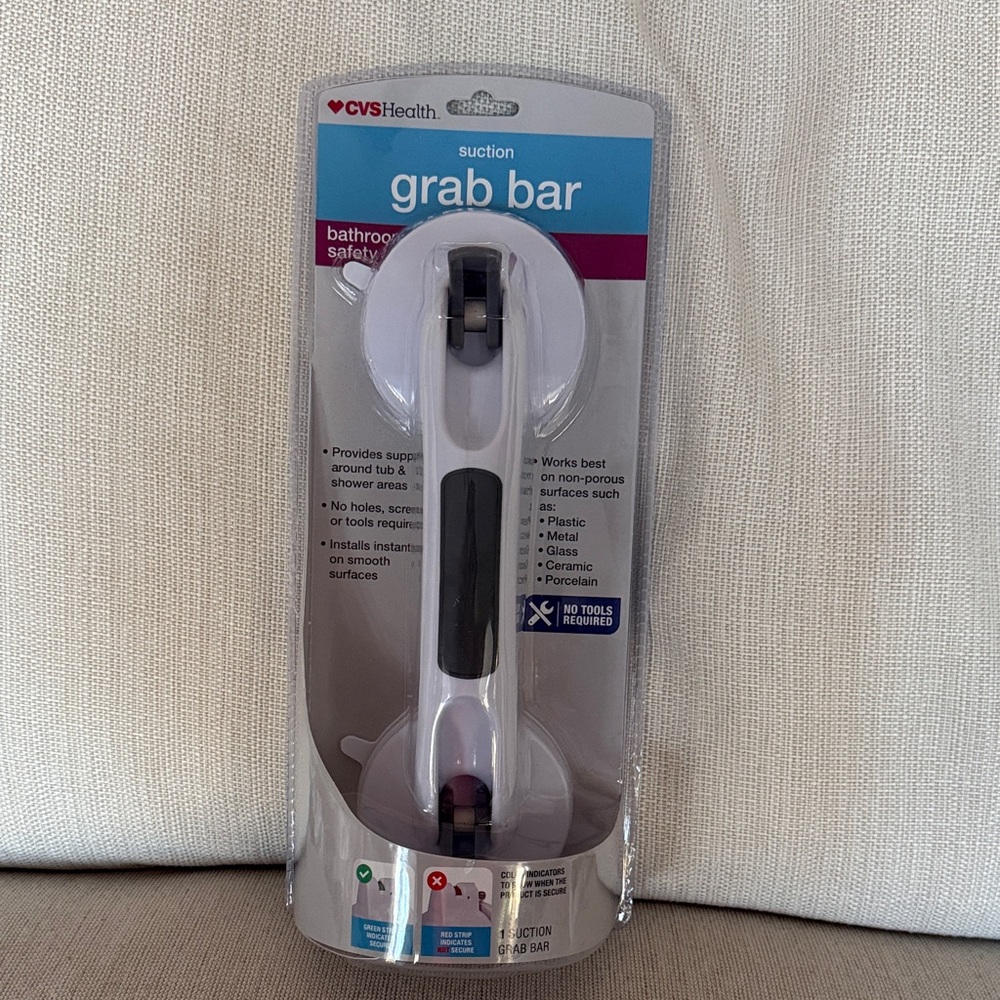 CVS Health Suction Grab Bar - White and Black